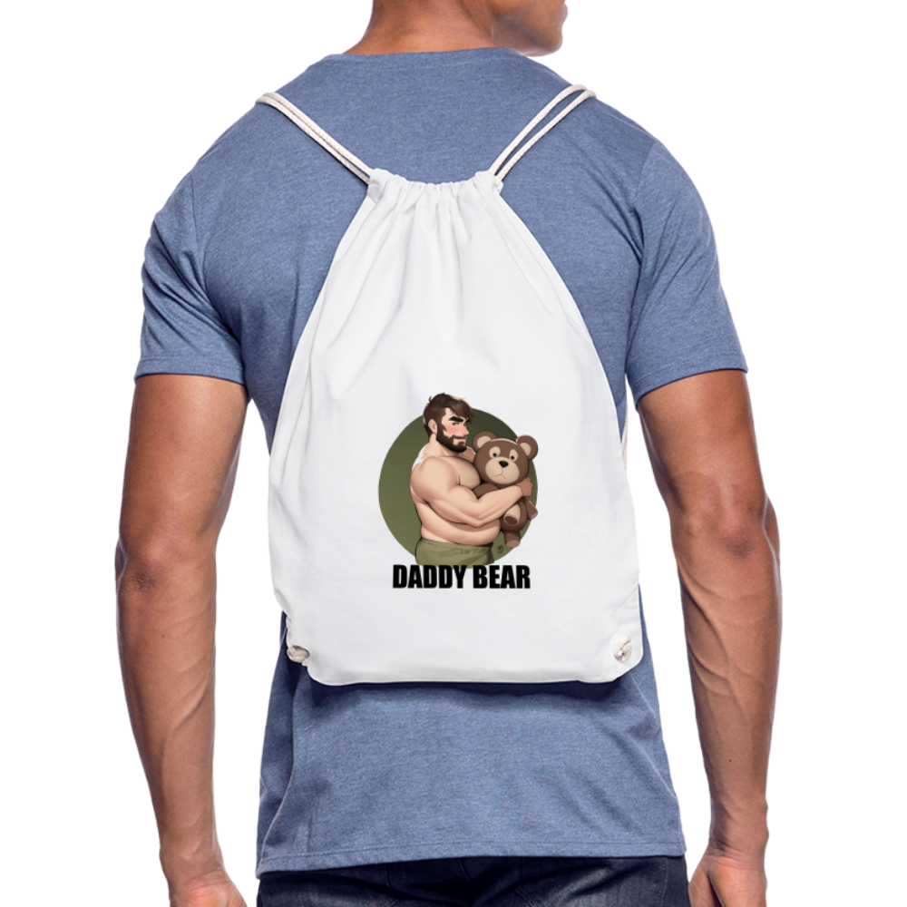 "Daddy Bear" Drawstring Bag - white