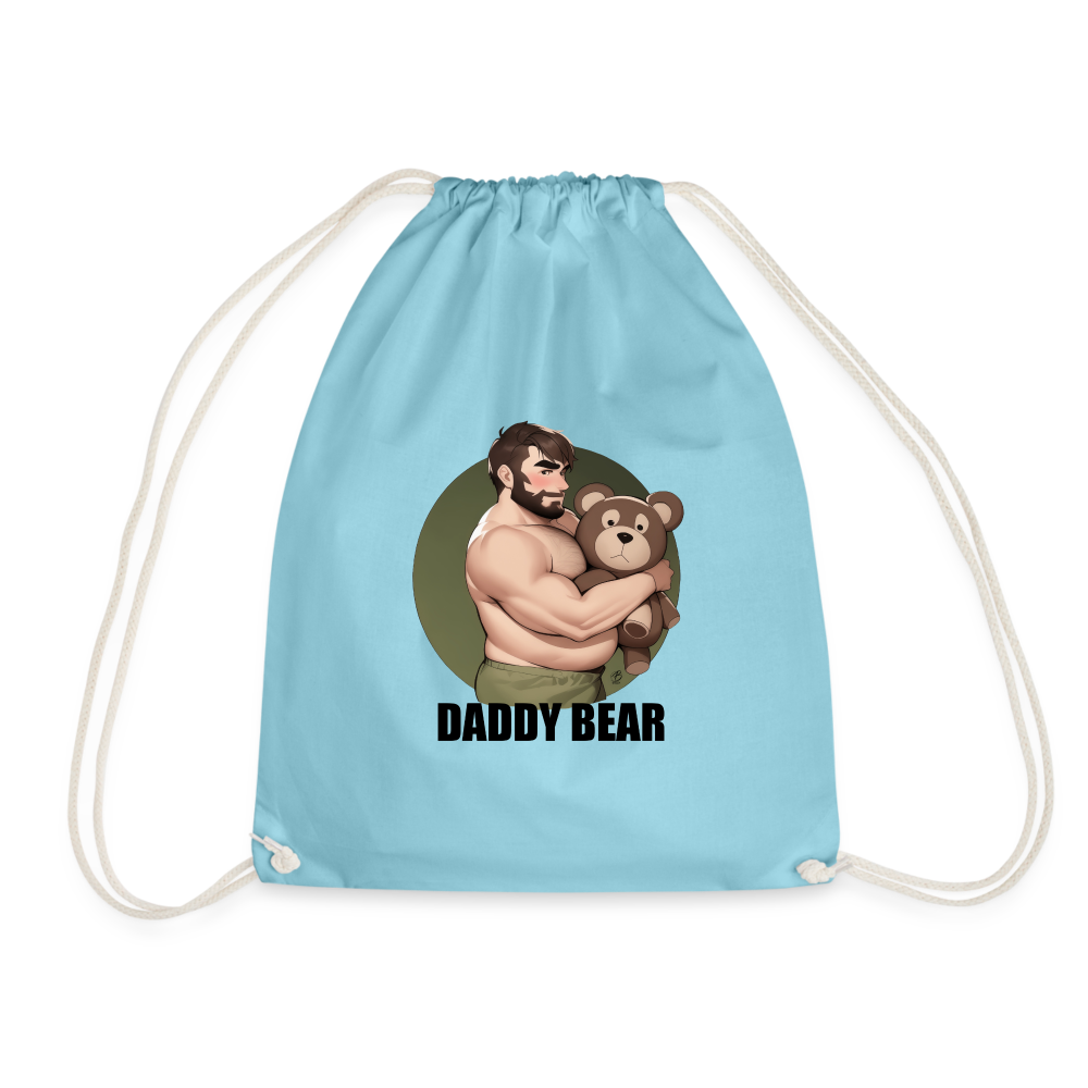 "Daddy Bear" Drawstring Bag - aqua