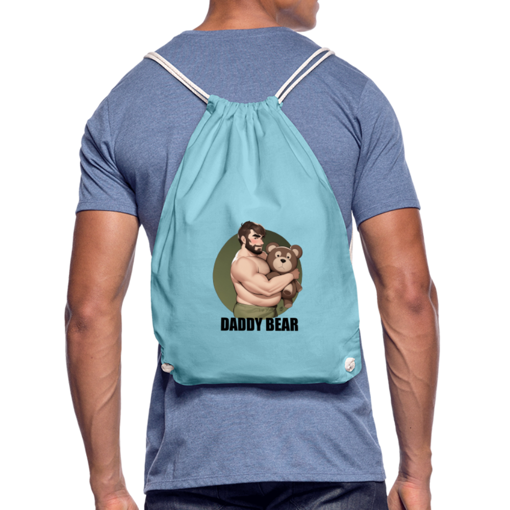 "Daddy Bear" Drawstring Bag - aqua