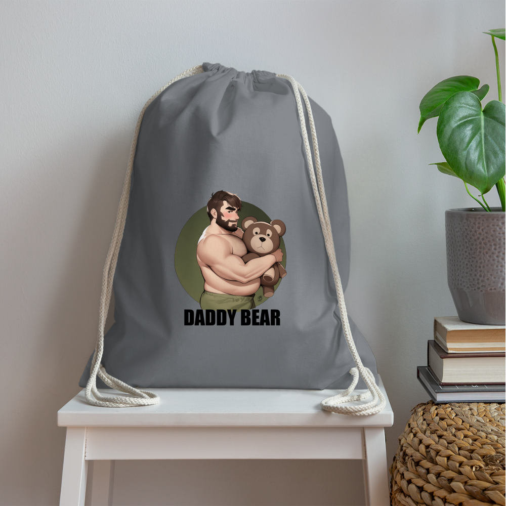 "Daddy Bear" Drawstring Bag - grey