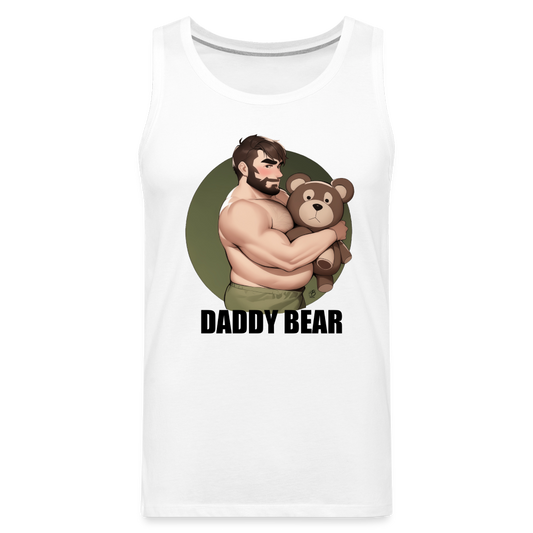 "Daddy Bear" Premium Tank Top With Lettering - white