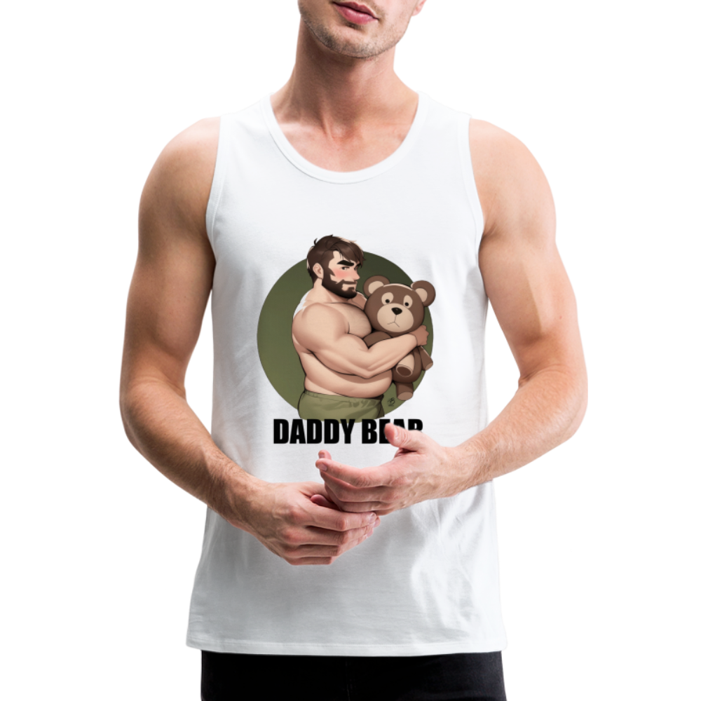 "Daddy Bear" Premium Tank Top With Lettering - white