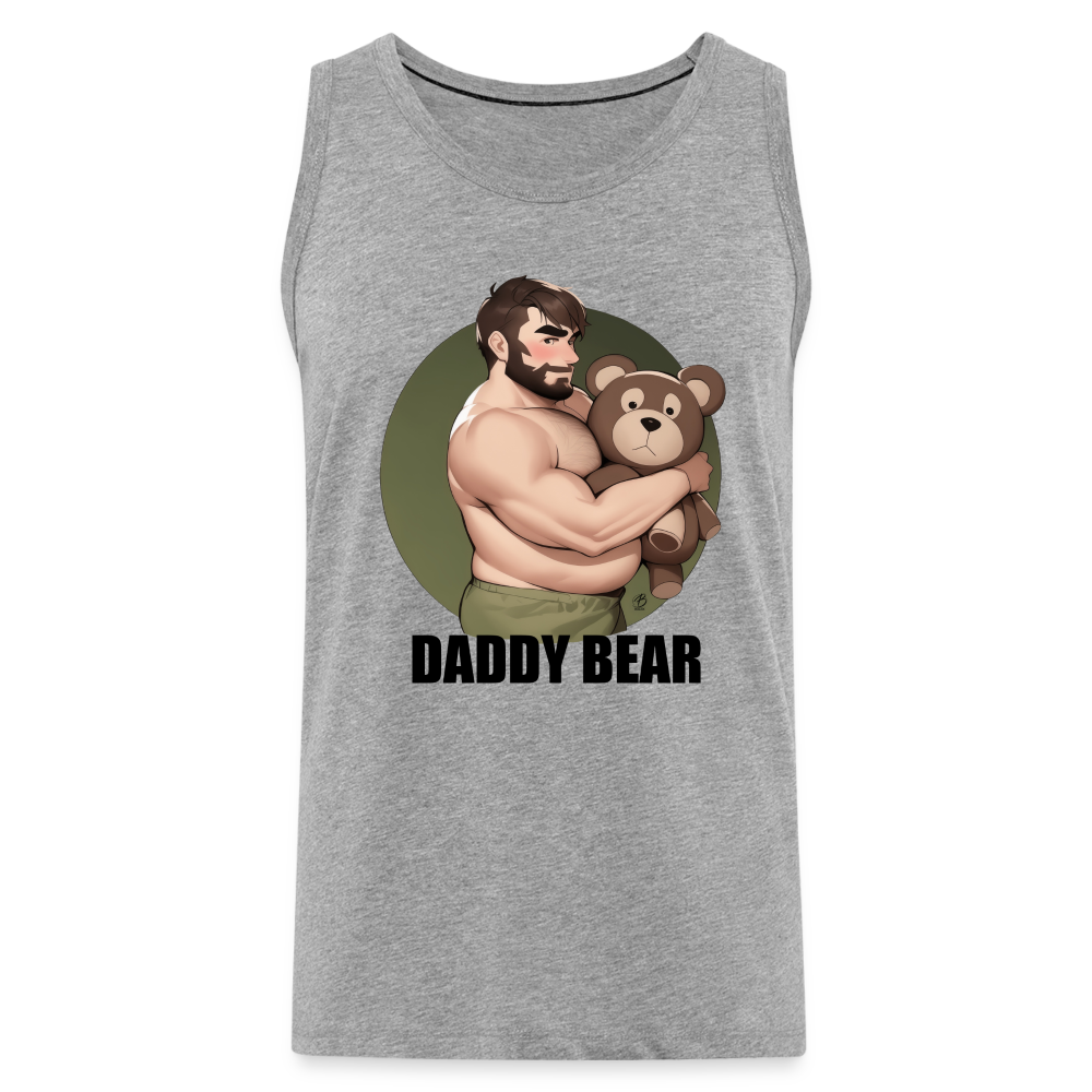 "Daddy Bear" Premium Tank Top With Lettering - heather grey