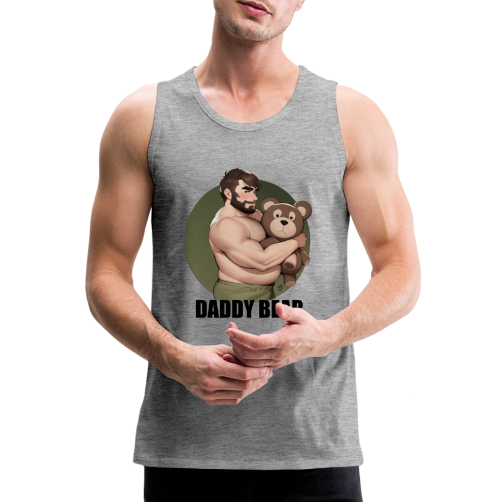 "Daddy Bear" Premium Tank Top With Lettering - heather grey