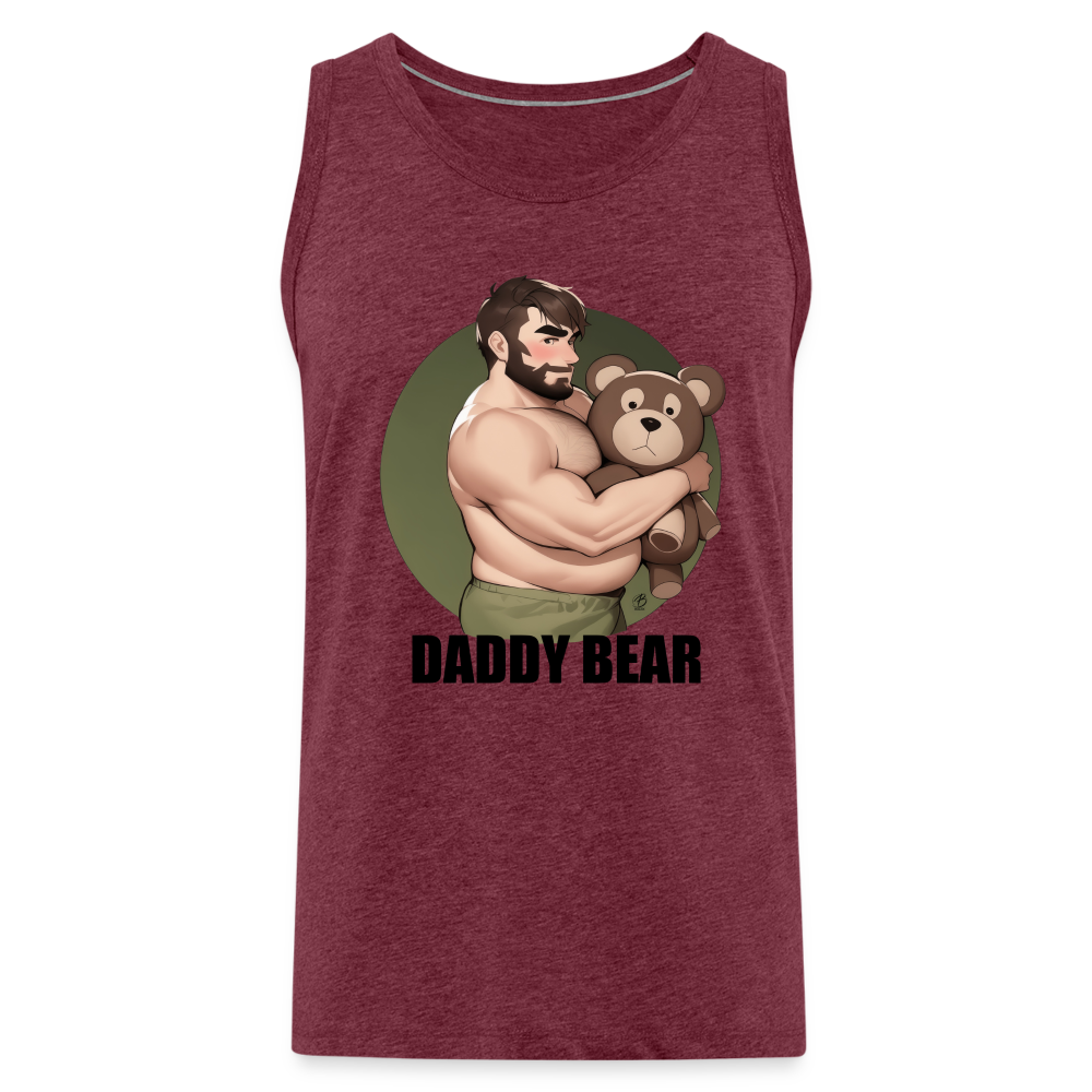 "Daddy Bear" Premium Tank Top With Lettering - heather burgundy