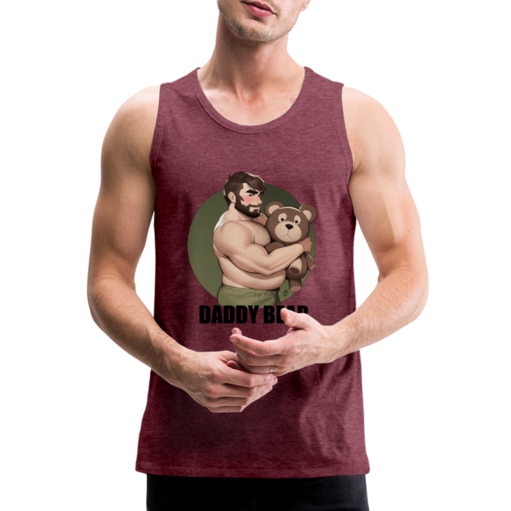 "Daddy Bear" Premium Tank Top With Lettering - heather burgundy