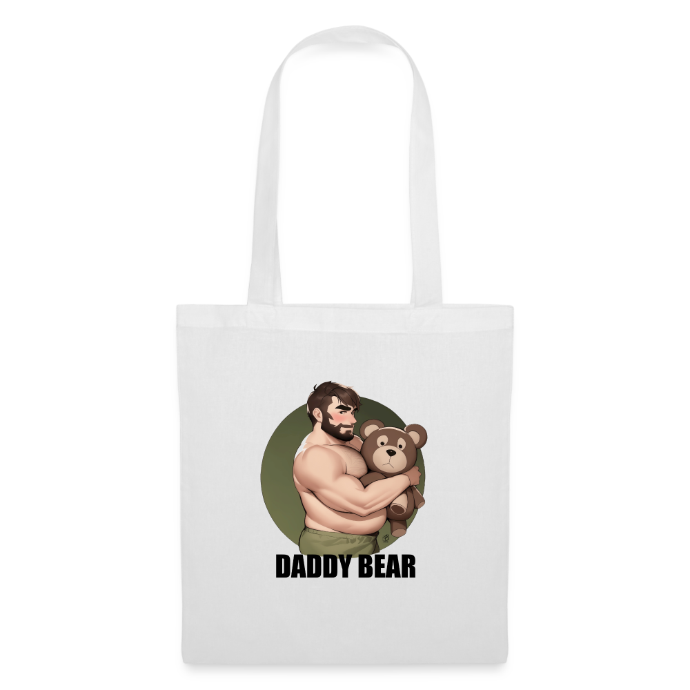 "Daddy Bear" Tote Bag With Lettering - white