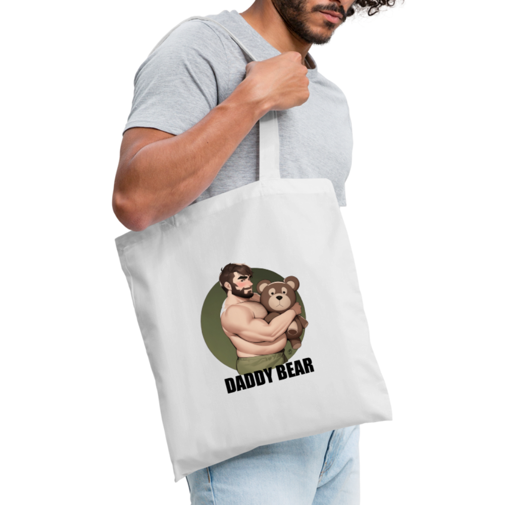 "Daddy Bear" Tote Bag With Lettering - white