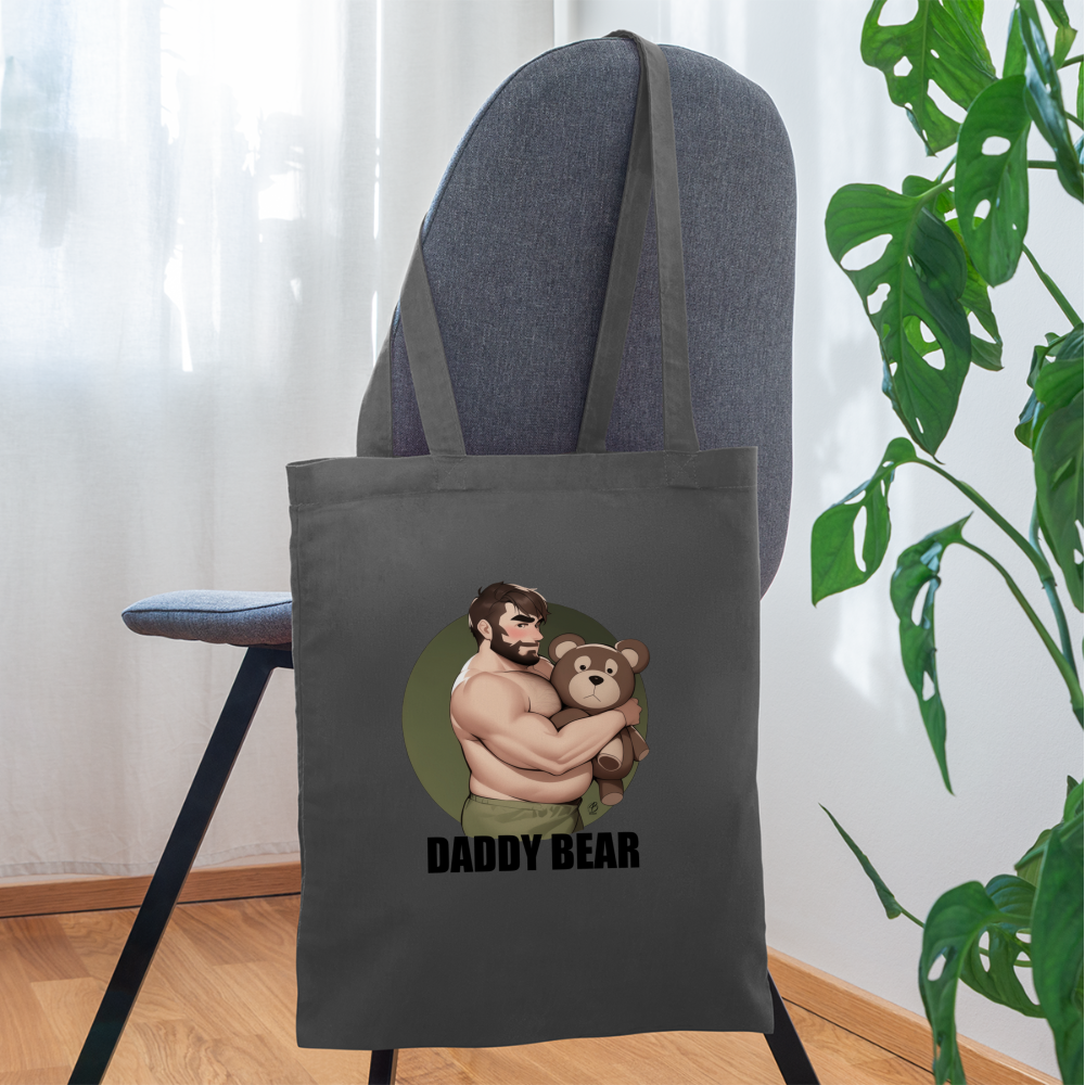 "Daddy Bear" Tote Bag With Lettering - graphite grey