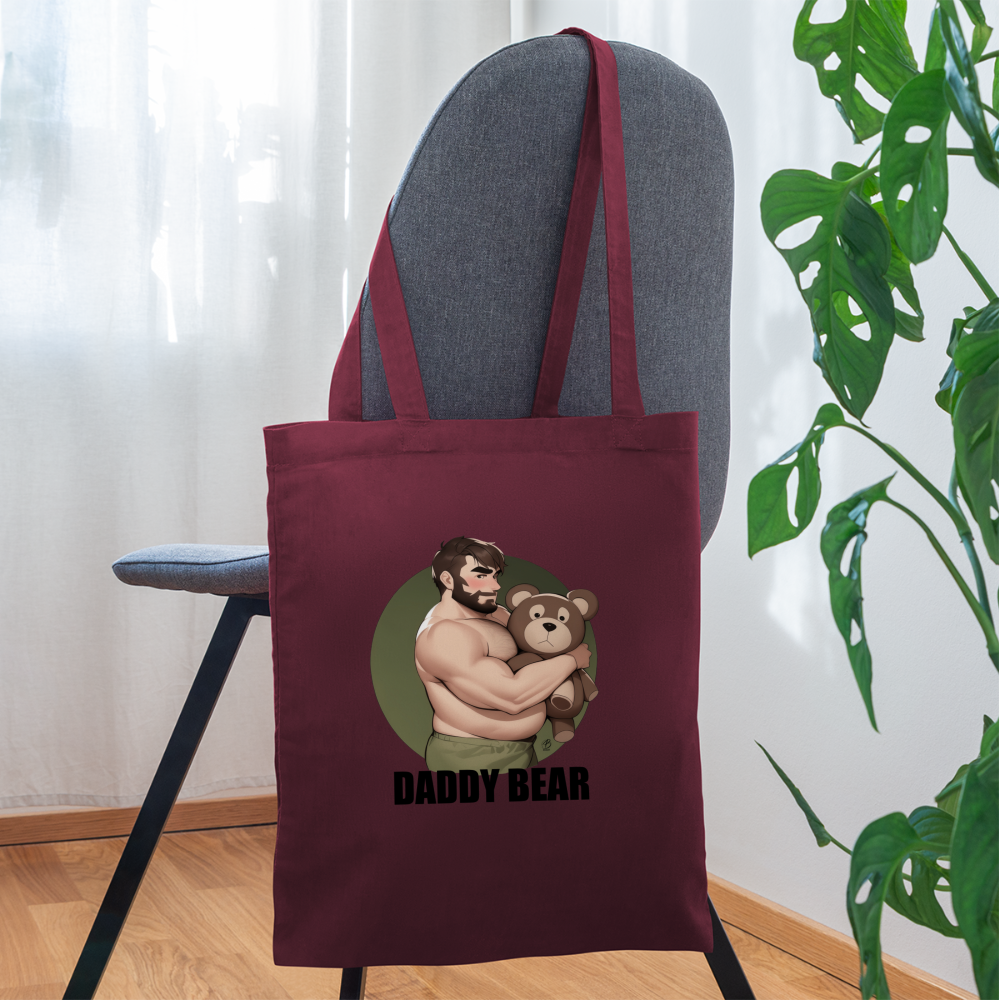 "Daddy Bear" Tote Bag With Lettering - burgundy