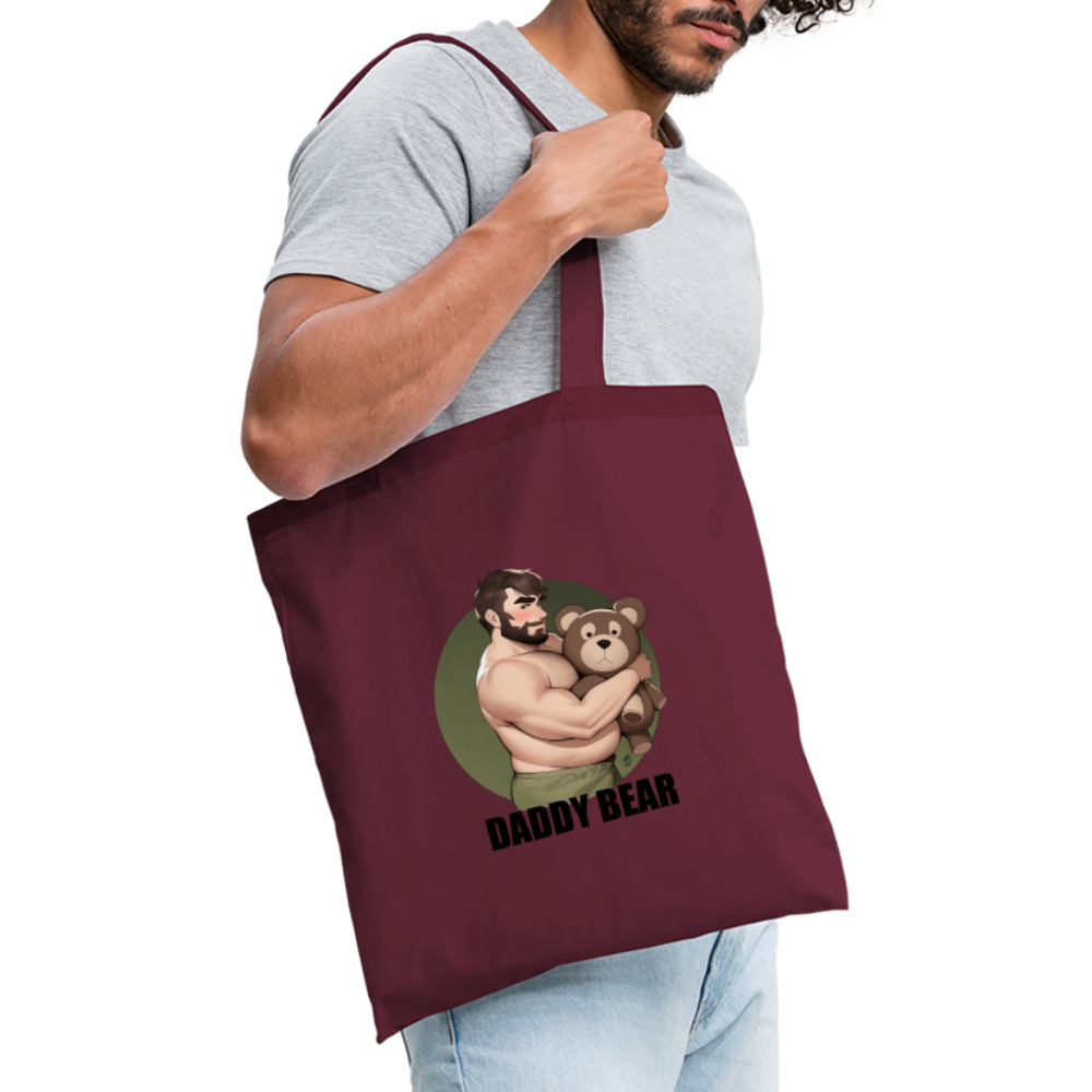"Daddy Bear" Tote Bag With Lettering - burgundy
