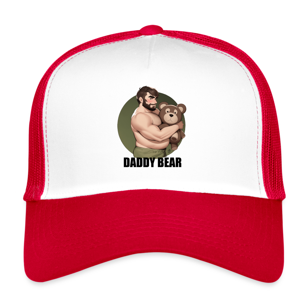 "Daddy Bear" Trucker Cap Witz Lettering - white/red