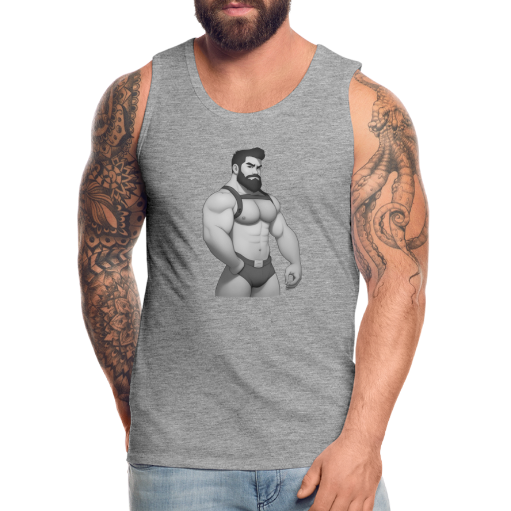 "Harness Daddy Black & White" Premium Tank Top - heather grey