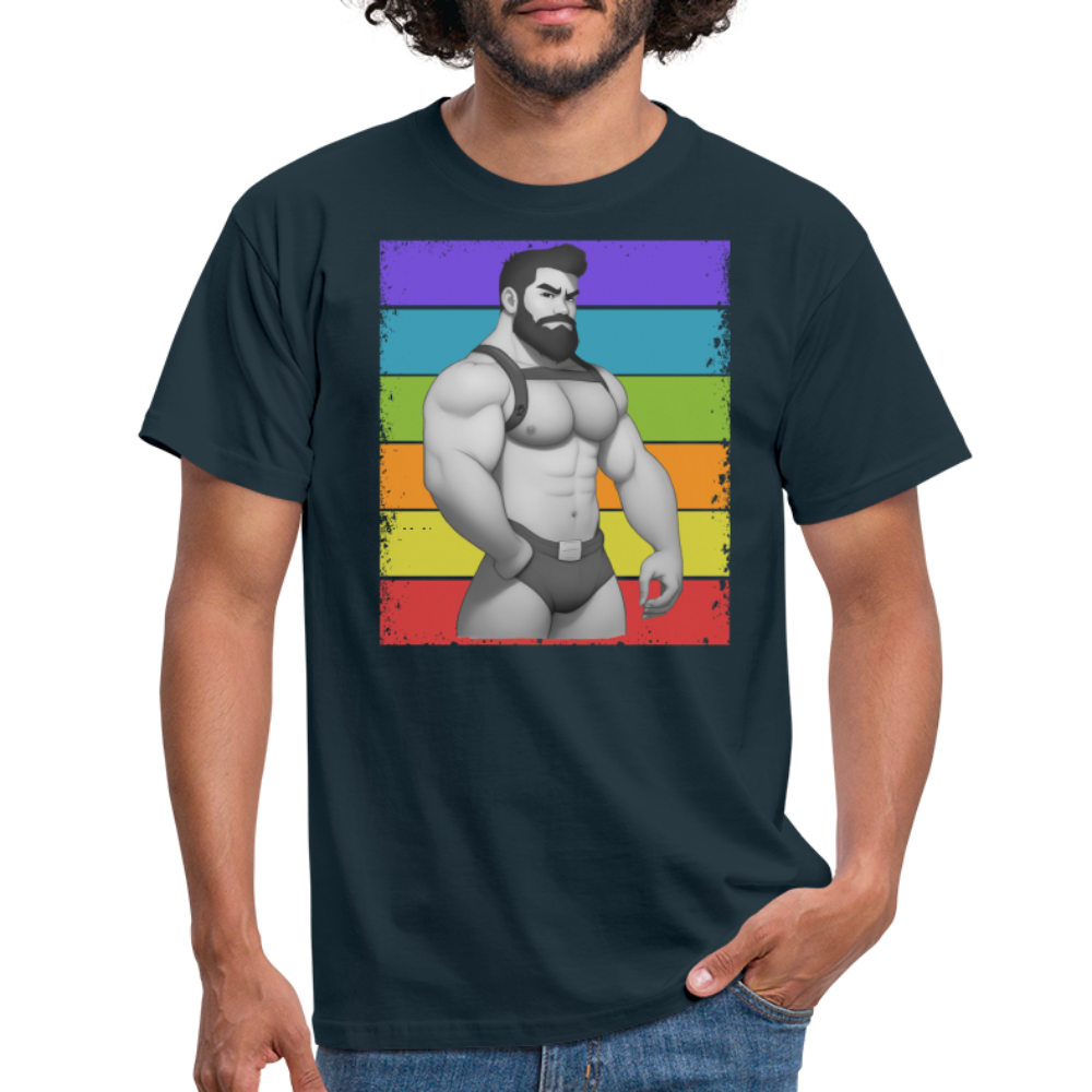 "Rainbow Harness Daddy" T-Shirt - navy