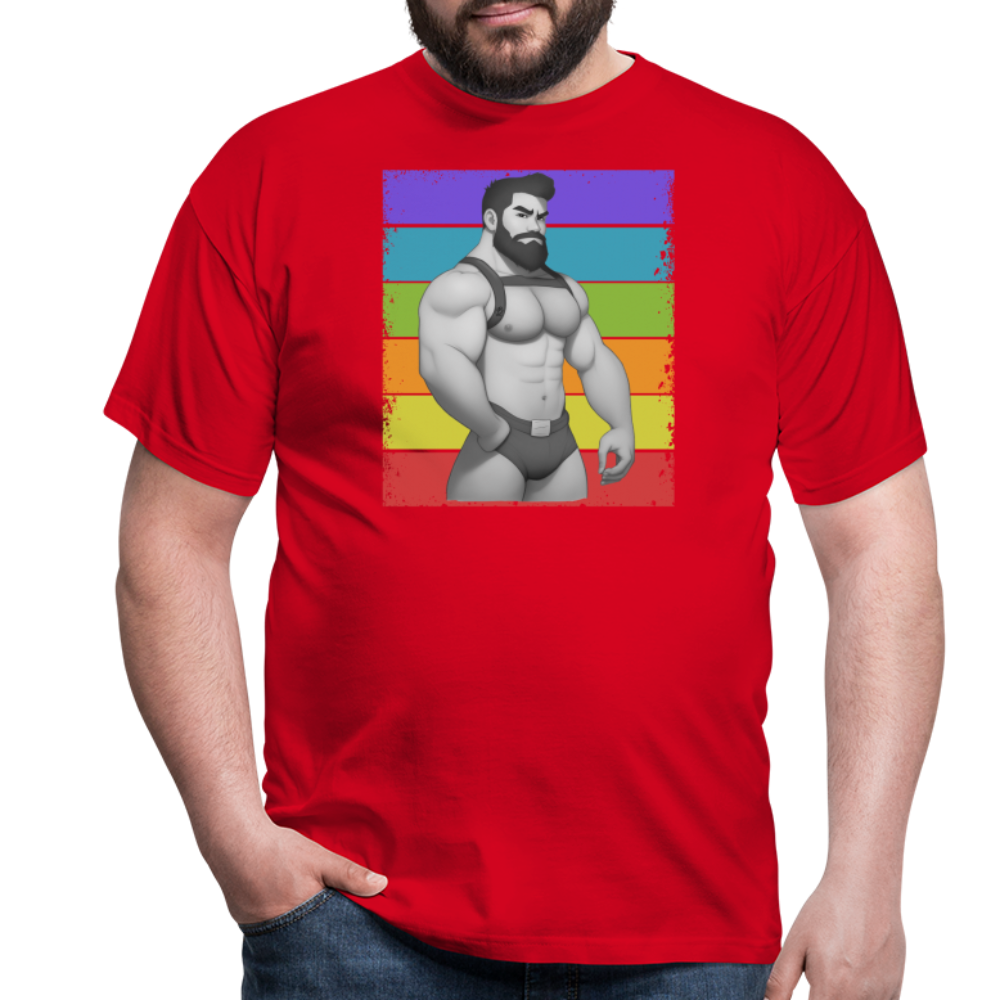 "Rainbow Harness Daddy" T-Shirt - red