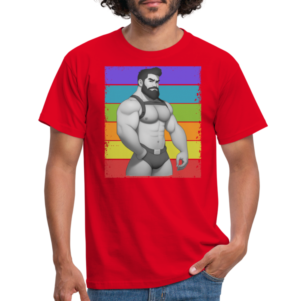 "Rainbow Harness Daddy" T-Shirt - red