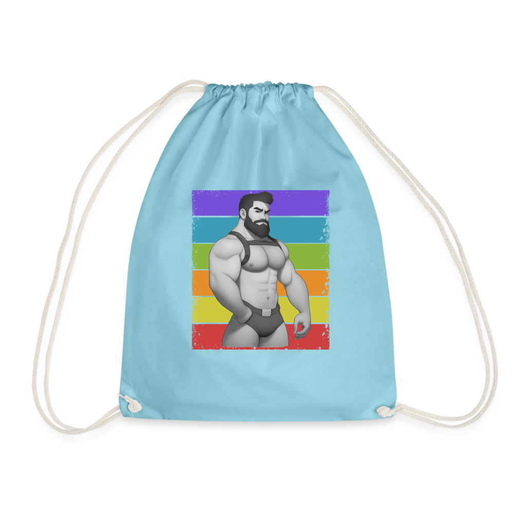 "Rainbow Harness Daddy" Drawstring Bag - aqua
