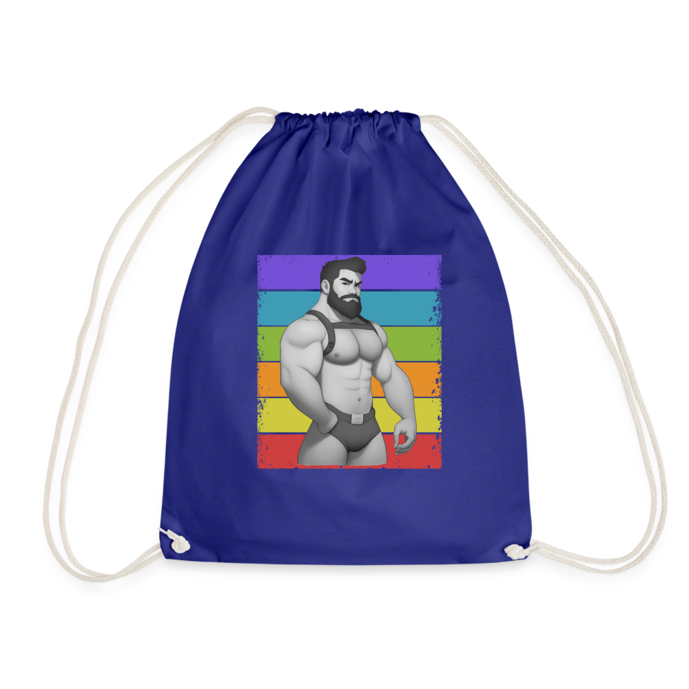 "Rainbow Harness Daddy" Drawstring Bag - royal blue