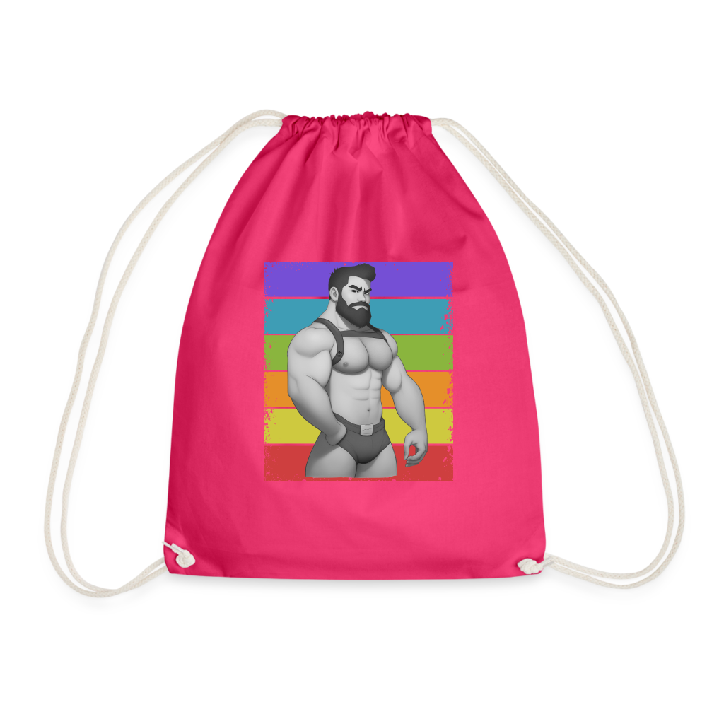 "Rainbow Harness Daddy" Drawstring Bag - fuchsia