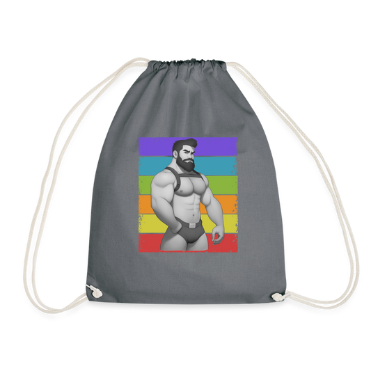 "Rainbow Harness Daddy" Drawstring Bag - grey