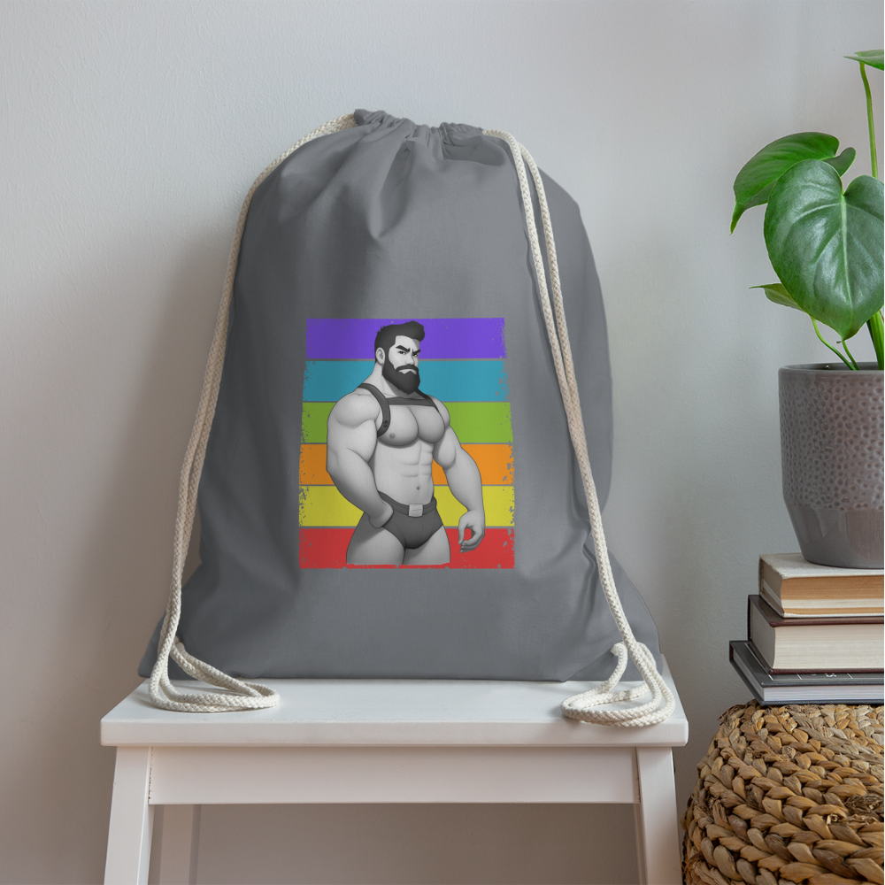 "Rainbow Harness Daddy" Drawstring Bag - grey