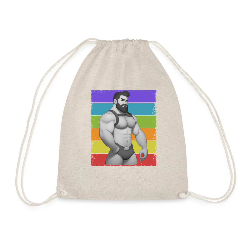 "Rainbow Harness Daddy" Drawstring Bag - nature