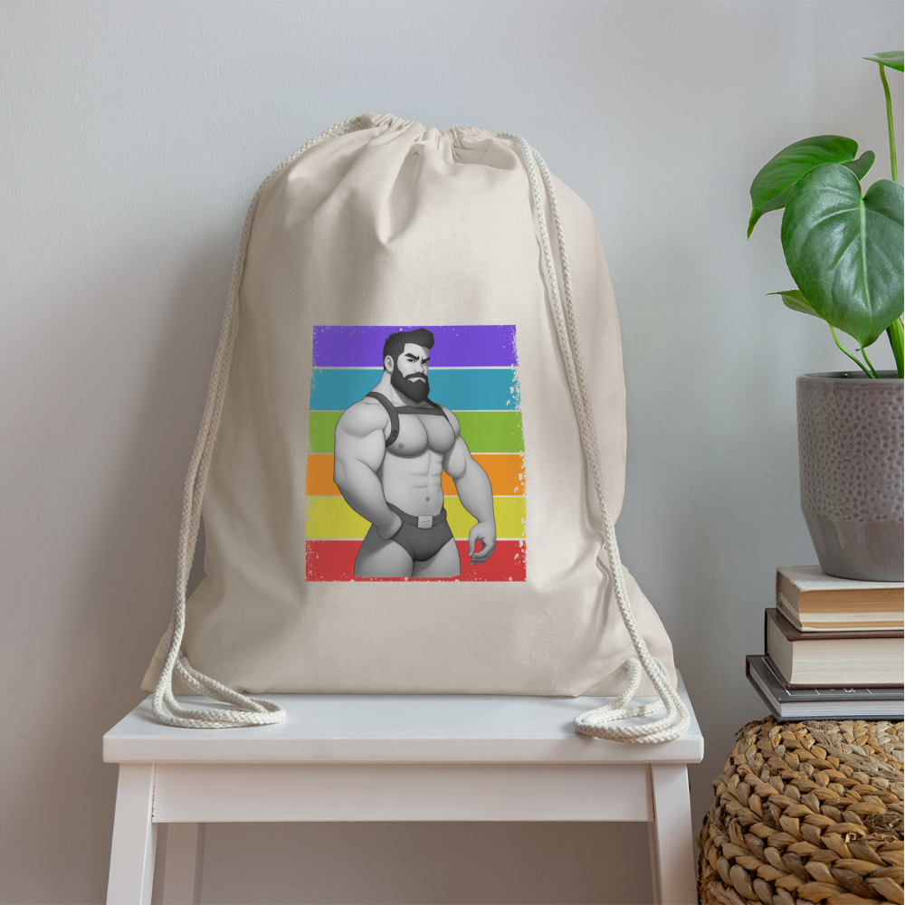 "Rainbow Harness Daddy" Drawstring Bag - nature