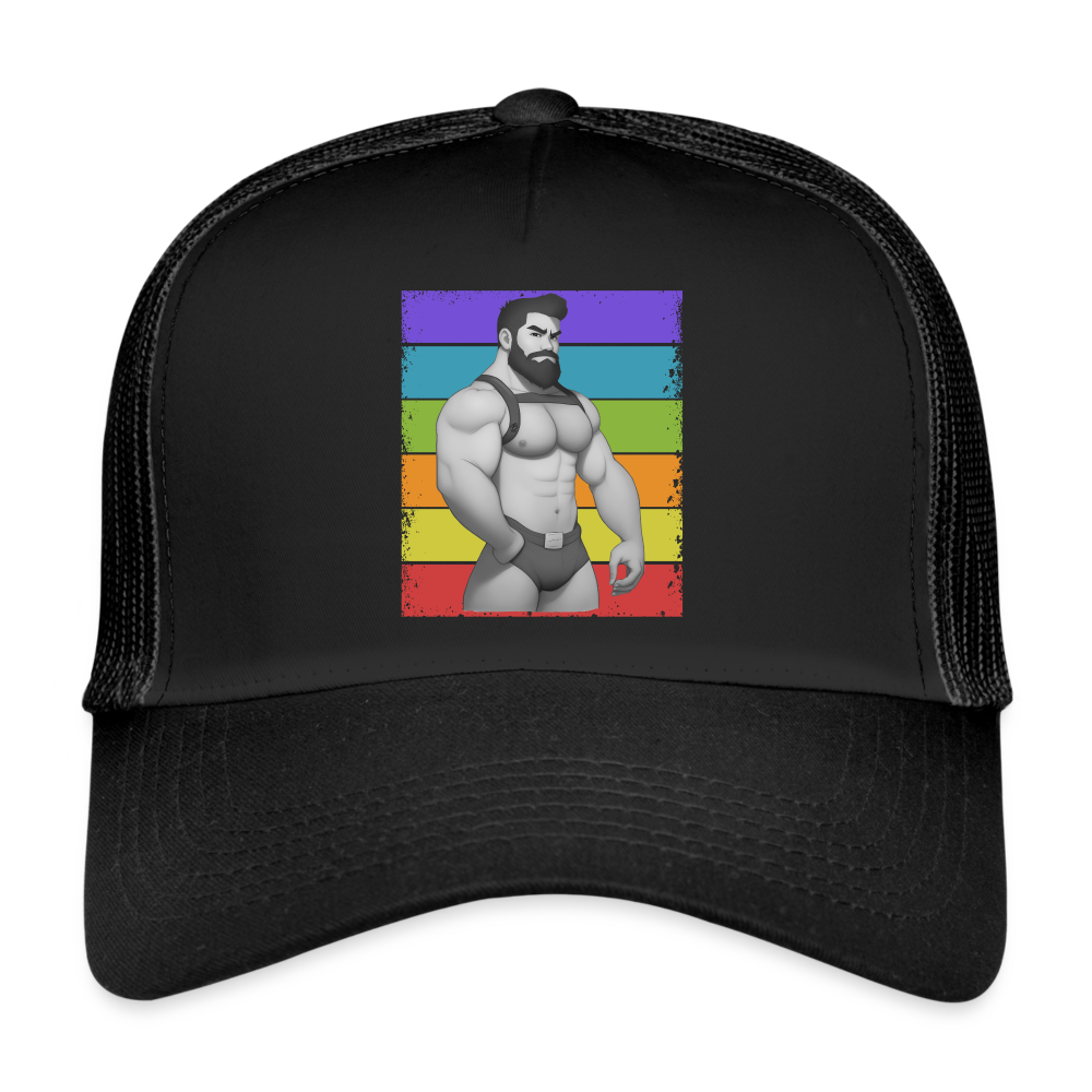 "Rainbow Harness Daddy" Trucker Cap - black/black
