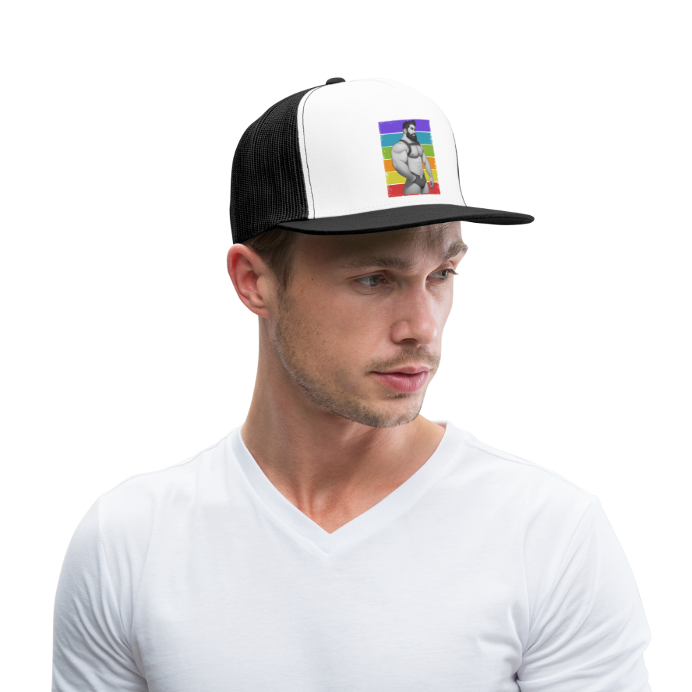 "Rainbow Harness Daddy" Trucker Cap - white/black