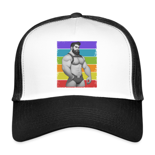 "Rainbow Harness Daddy" Trucker Cap - white/black