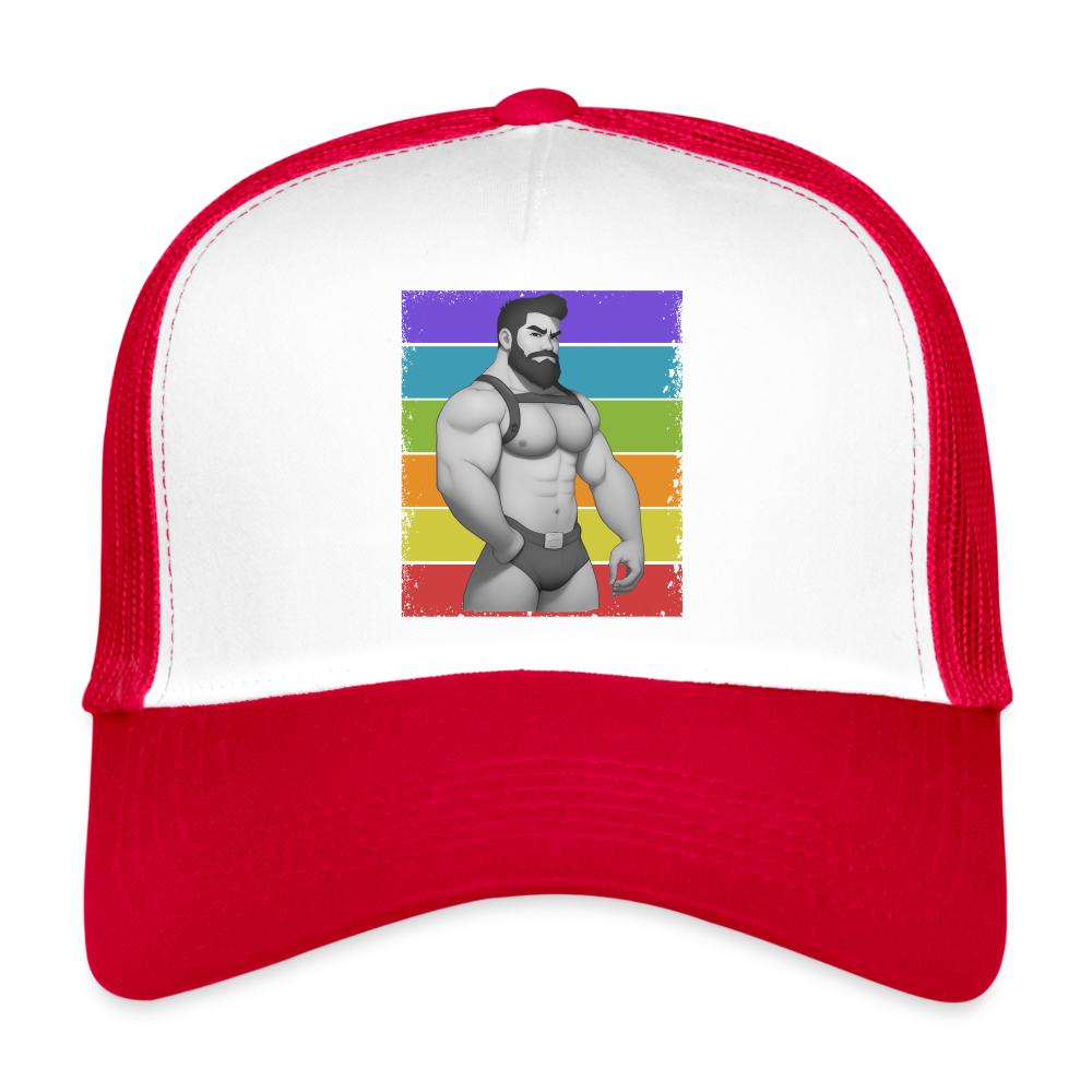 "Rainbow Harness Daddy" Trucker Cap - white/red