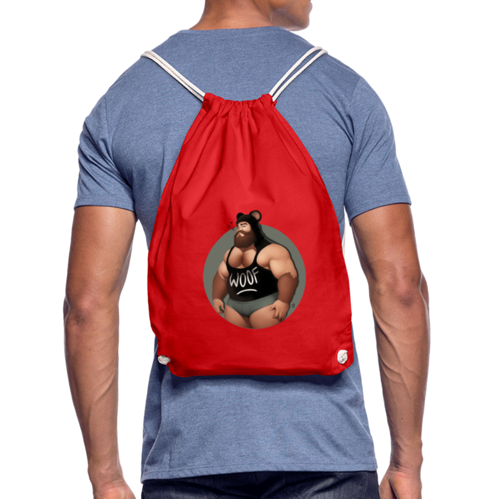 "Bear Lover" Drawstring Bag - red