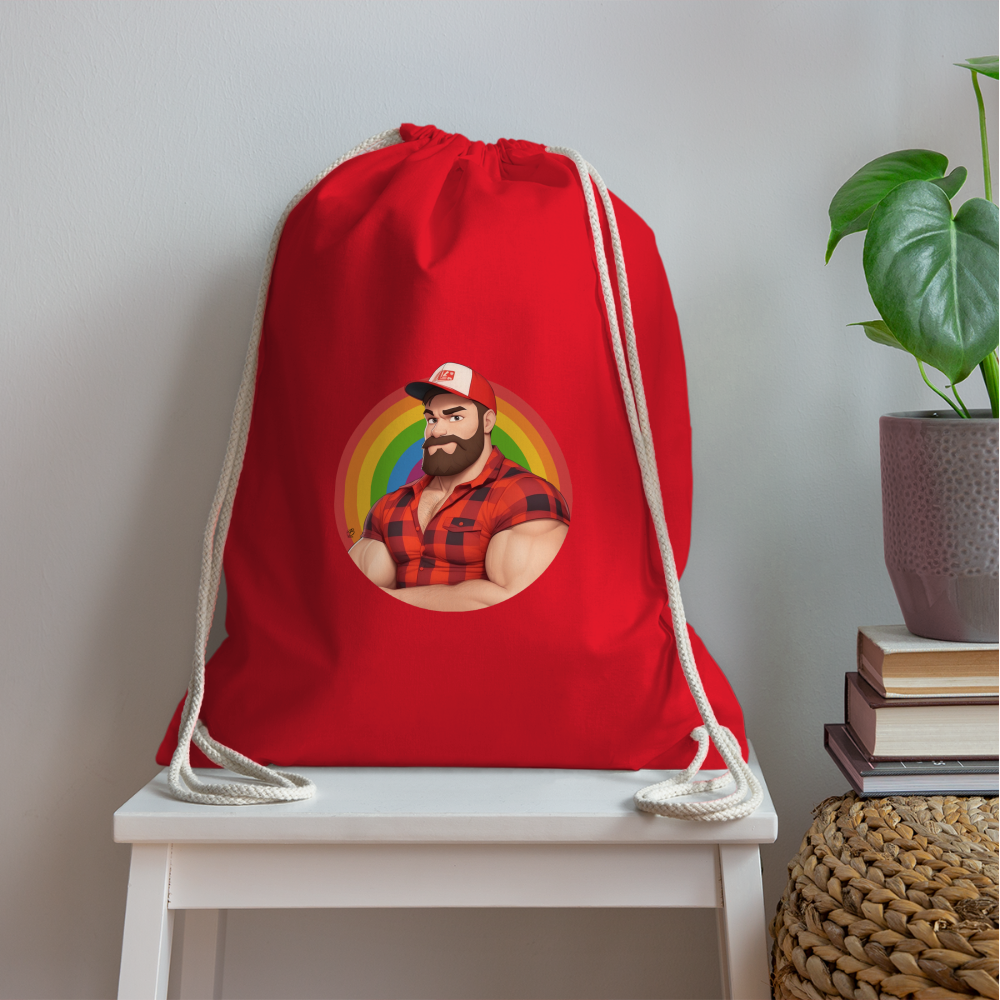 "Lumberjack Buddy" Drawstring Bag - red