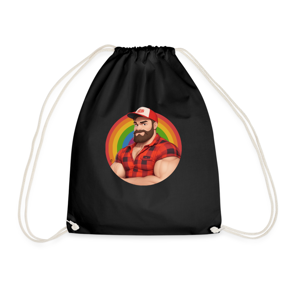 "Lumberjack Buddy" Drawstring Bag - black