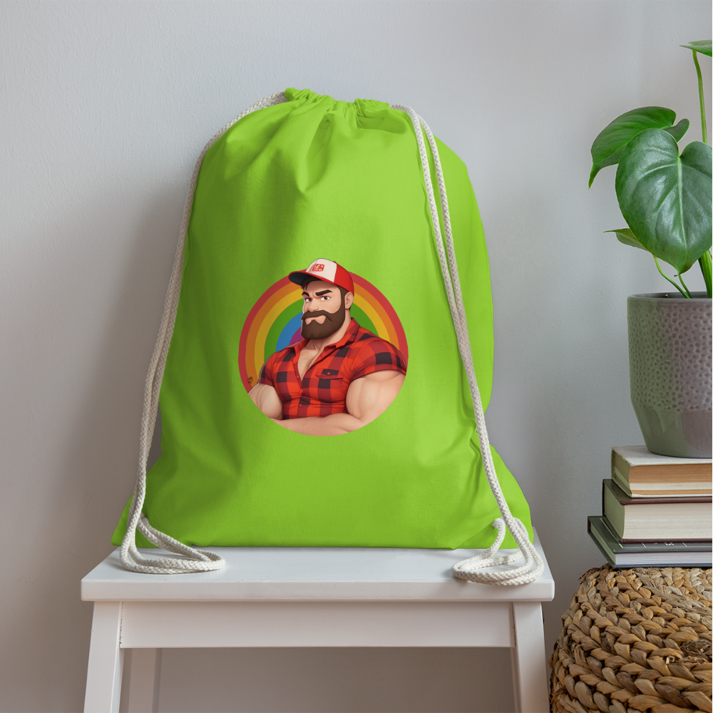 "Lumberjack Buddy" Drawstring Bag - neon green