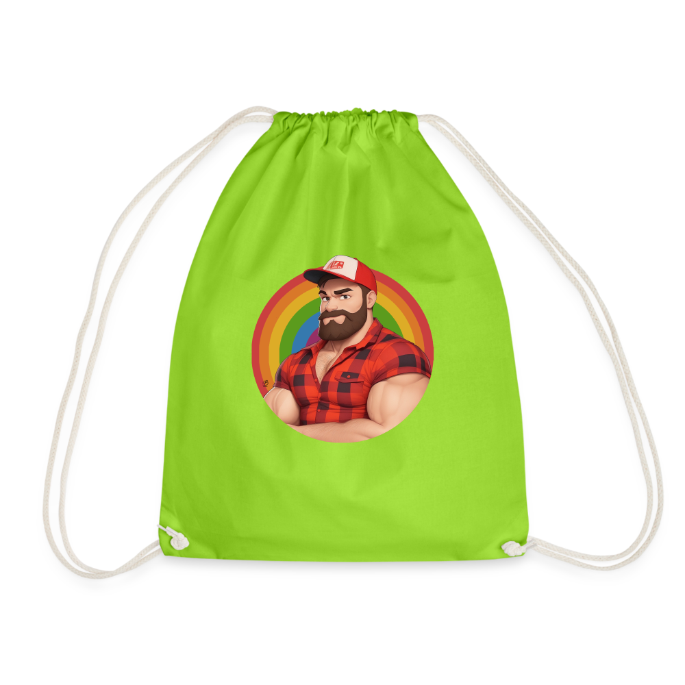 "Lumberjack Buddy" Drawstring Bag - neon green