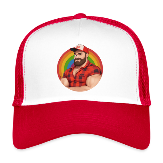 "Lumberjack Buddy" Trucker Cap - white/red