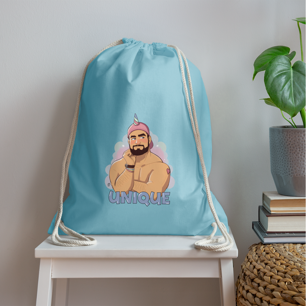 "Be Unique" Drawstring Bag - aqua