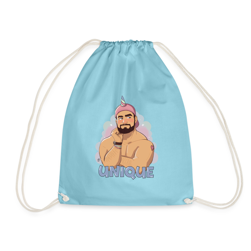 "Be Unique" Drawstring Bag - aqua