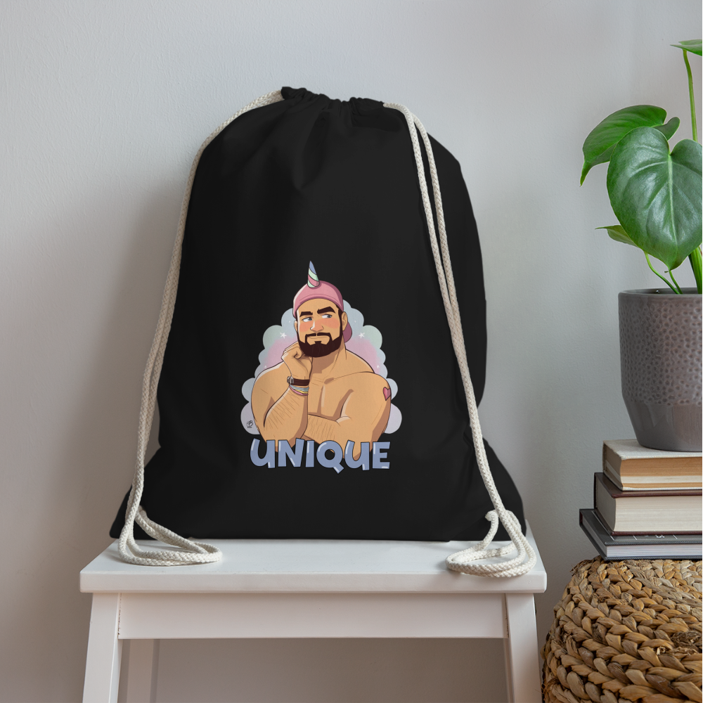 "Be Unique" Drawstring Bag - black
