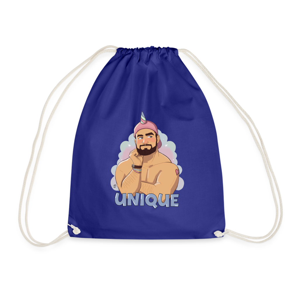 "Be Unique" Drawstring Bag - royal blue