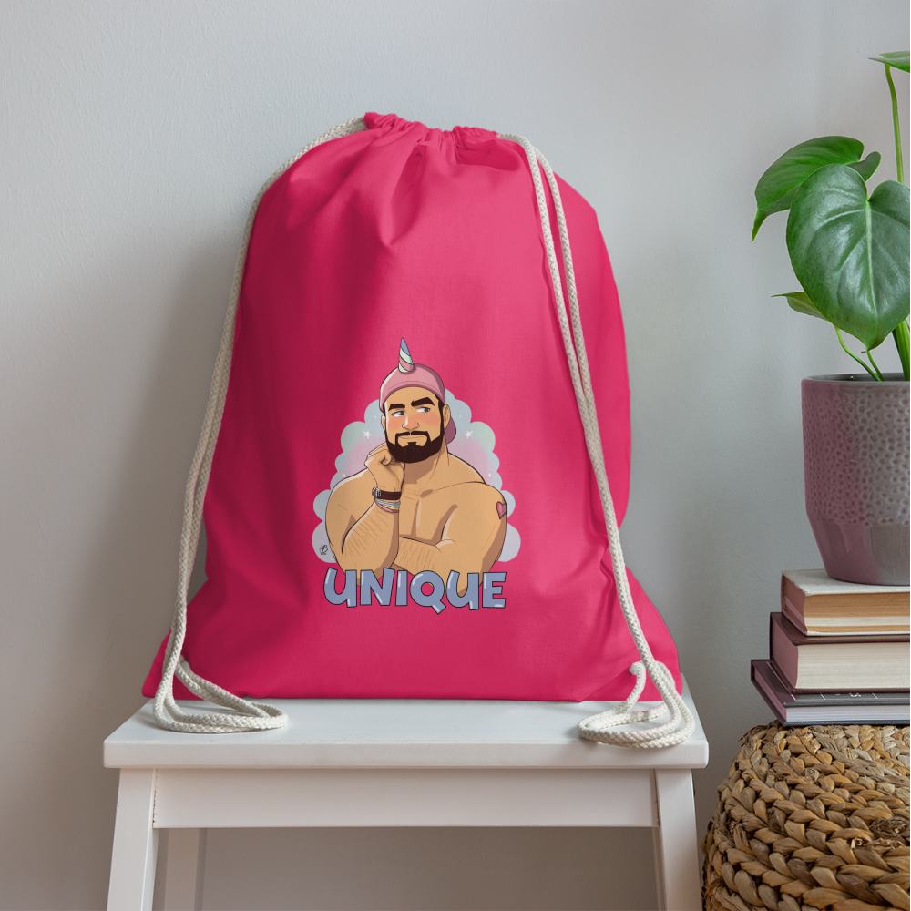 "Be Unique" Drawstring Bag - fuchsia