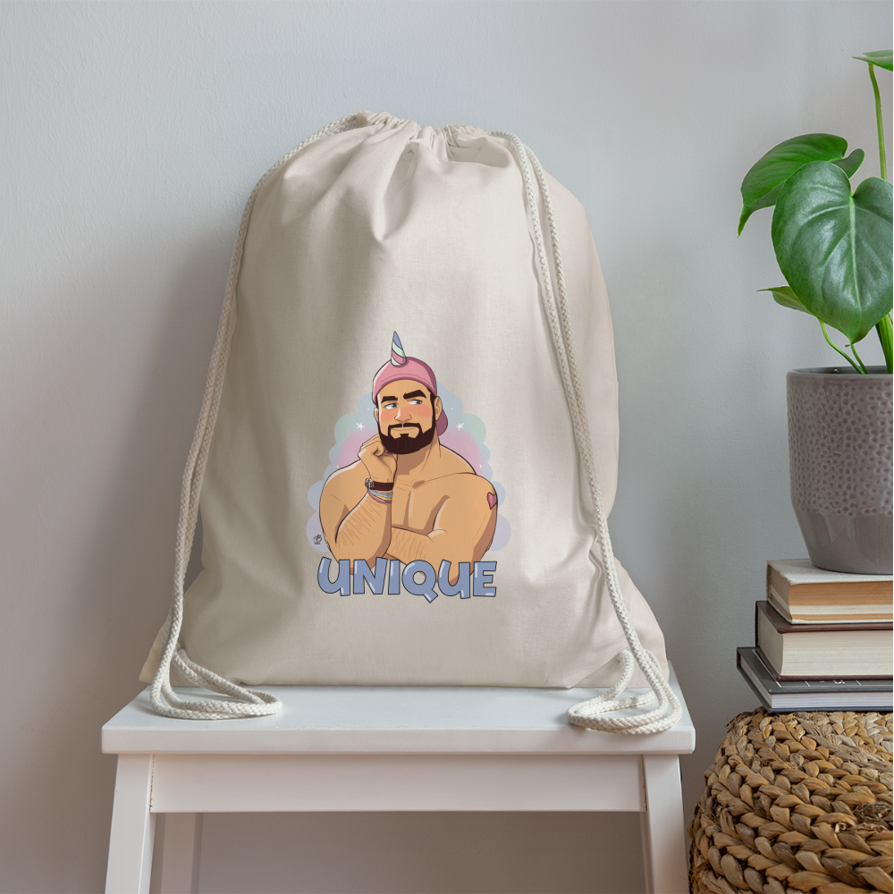 "Be Unique" Drawstring Bag - nature
