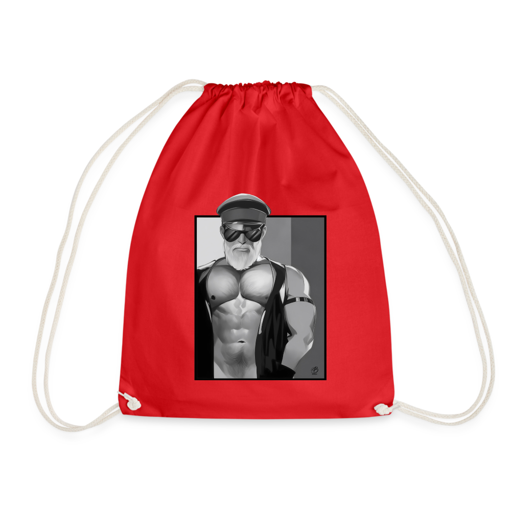 "Leather Daddy" Drawstring Bag - red