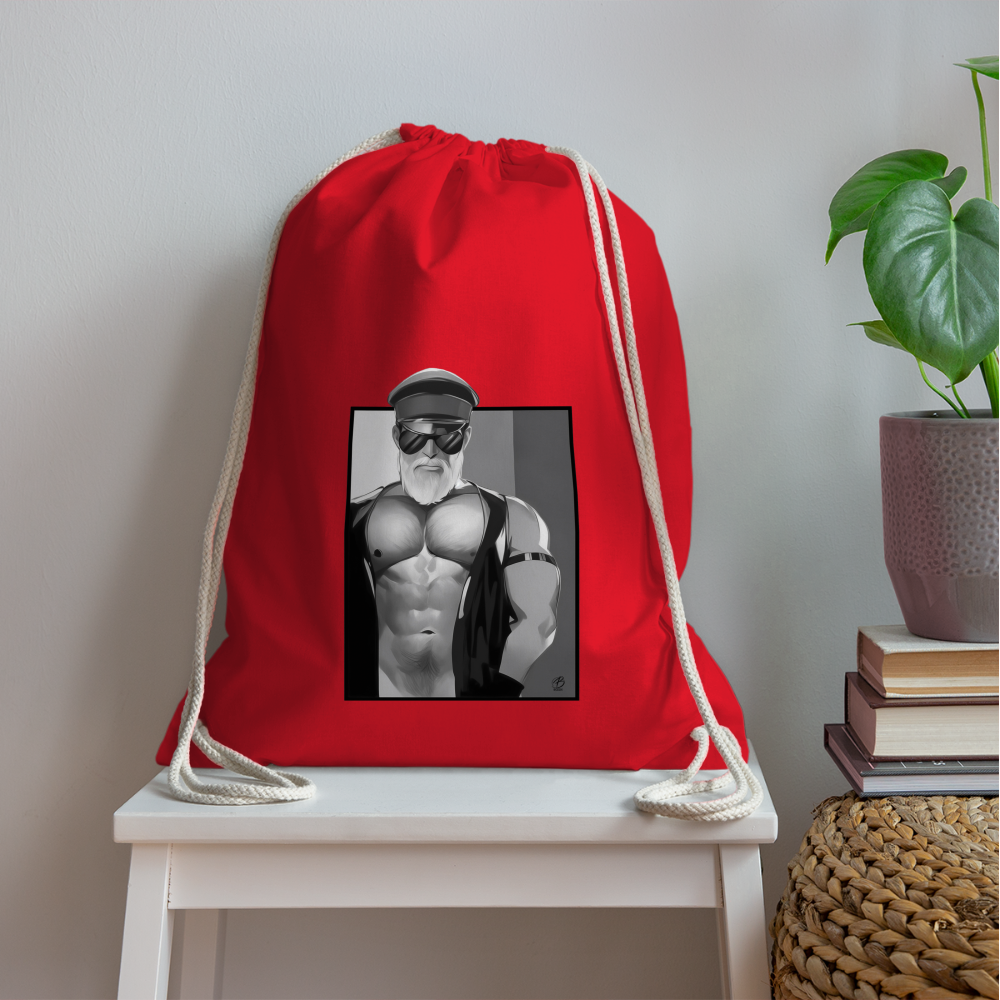 "Leather Daddy" Drawstring Bag - red