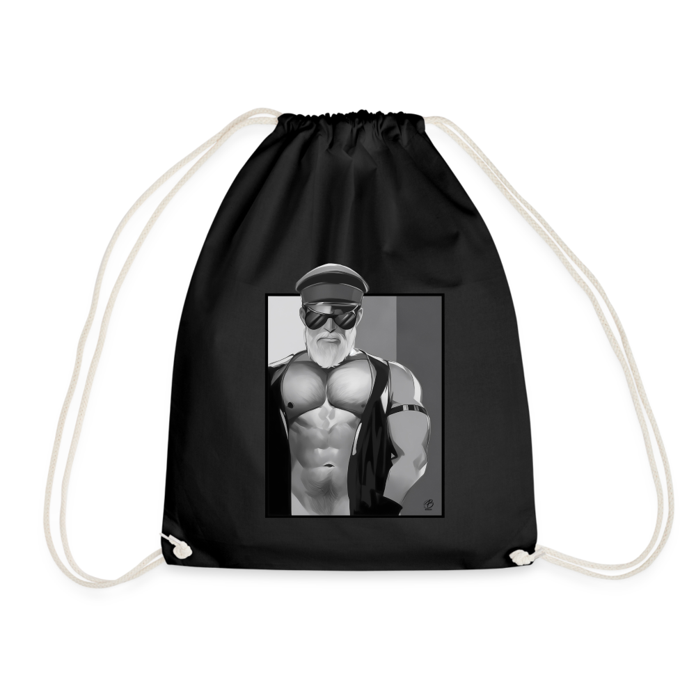 "Leather Daddy" Drawstring Bag - black
