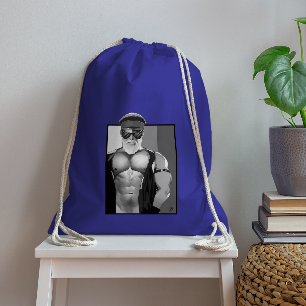 "Leather Daddy" Drawstring Bag - royal blue