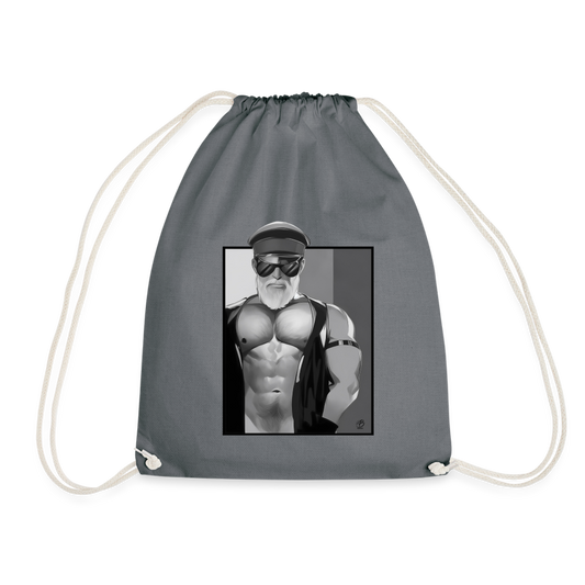 "Leather Daddy" Drawstring Bag - grey