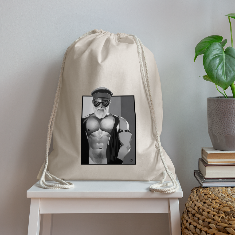 "Leather Daddy" Drawstring Bag - nature