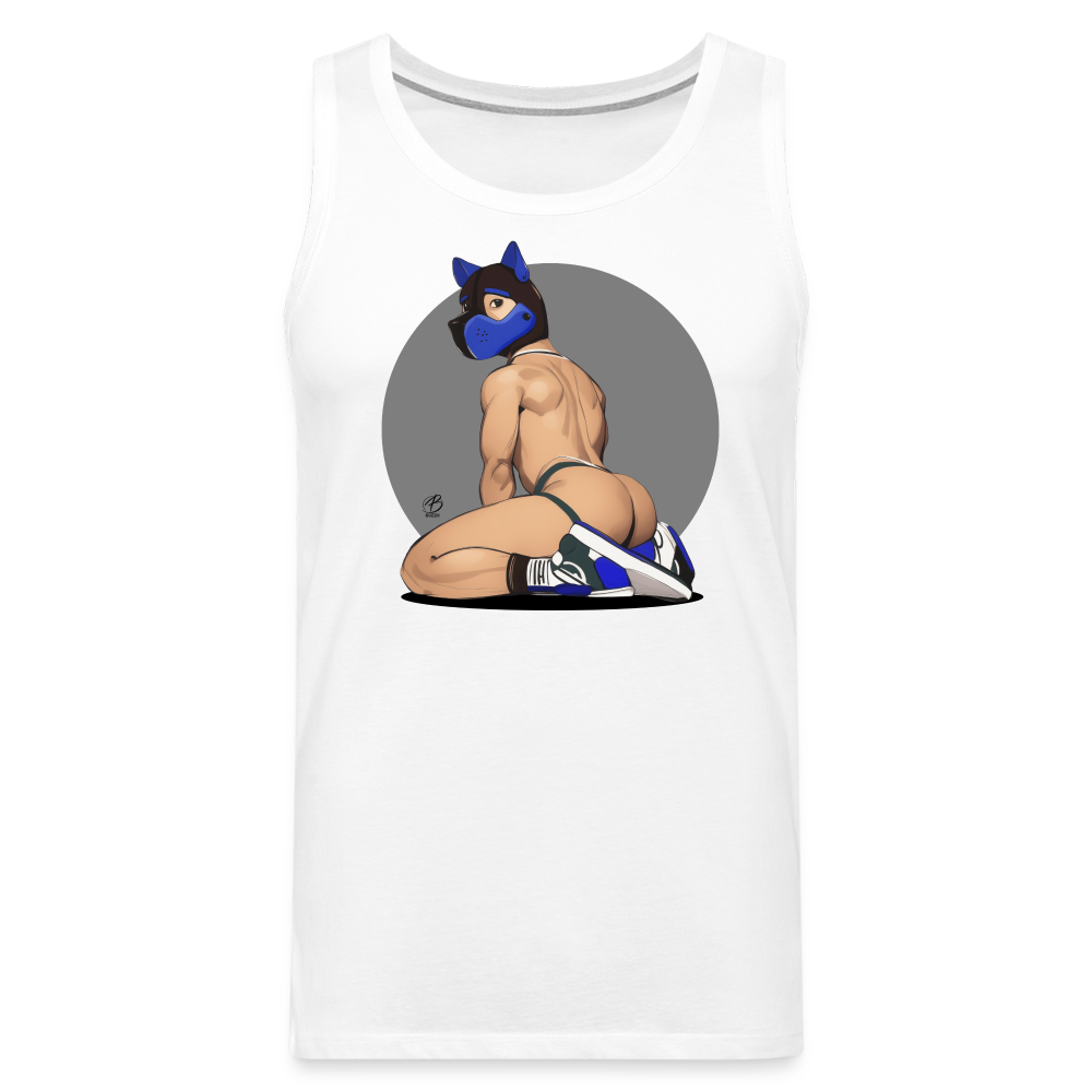 "Blue Puppy Boy" Premium Tank Top - white